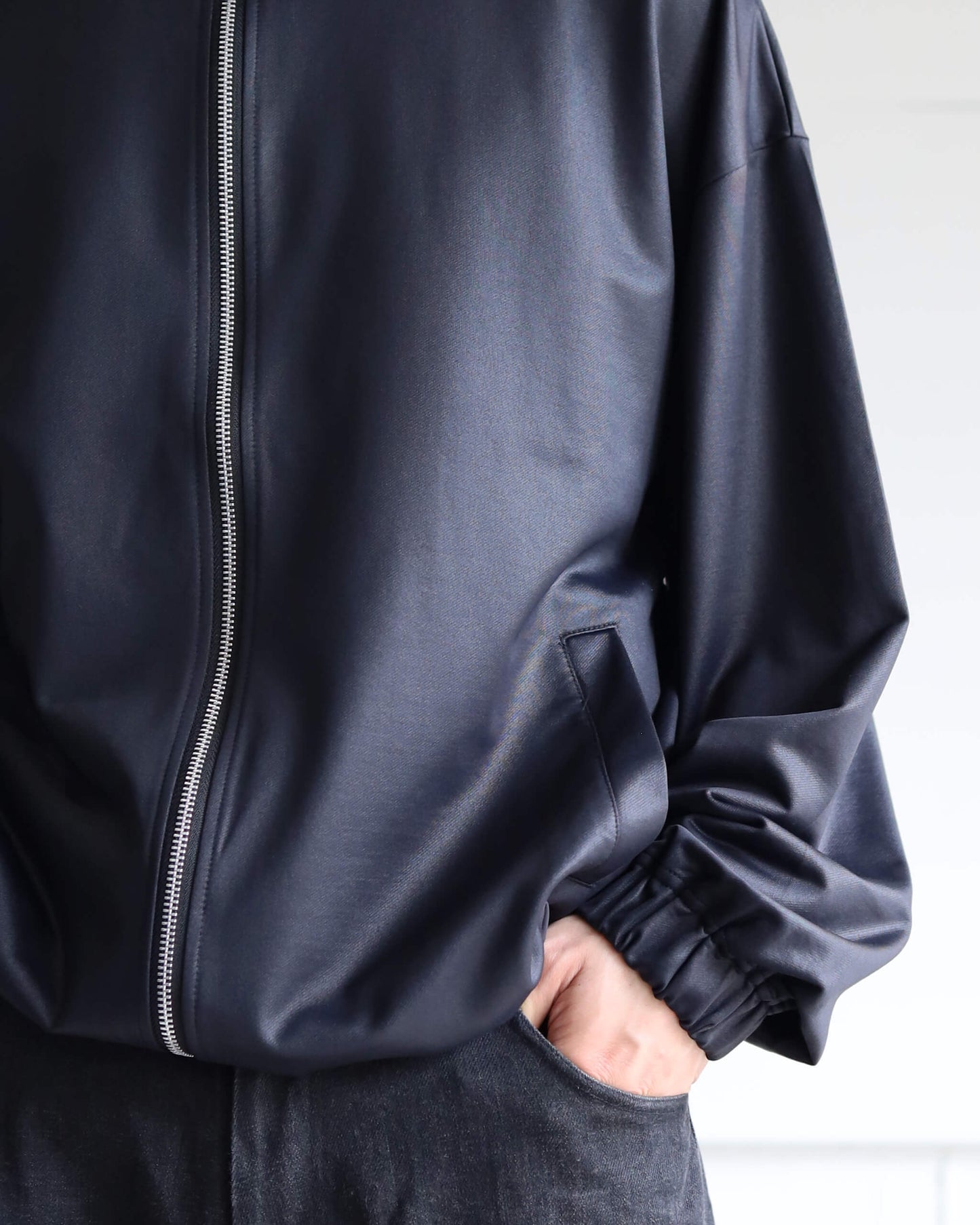 36G ECONYL Embossed Blouson "BLACK"