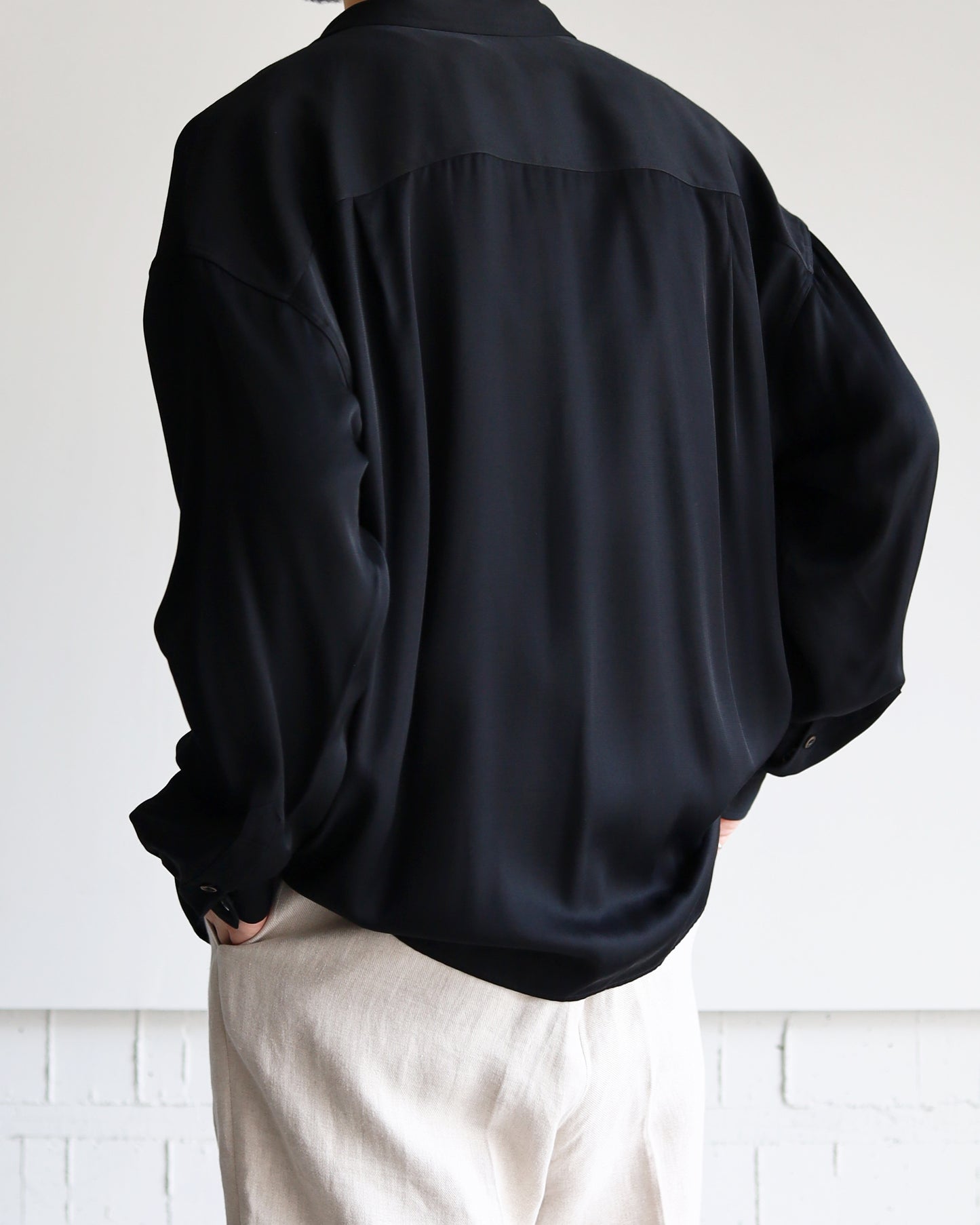 OPEN COLLAR SHIRT "BLACK"