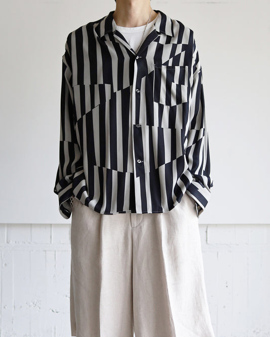 OPEN COLLAR SHIRT "WHITE × BLACK"