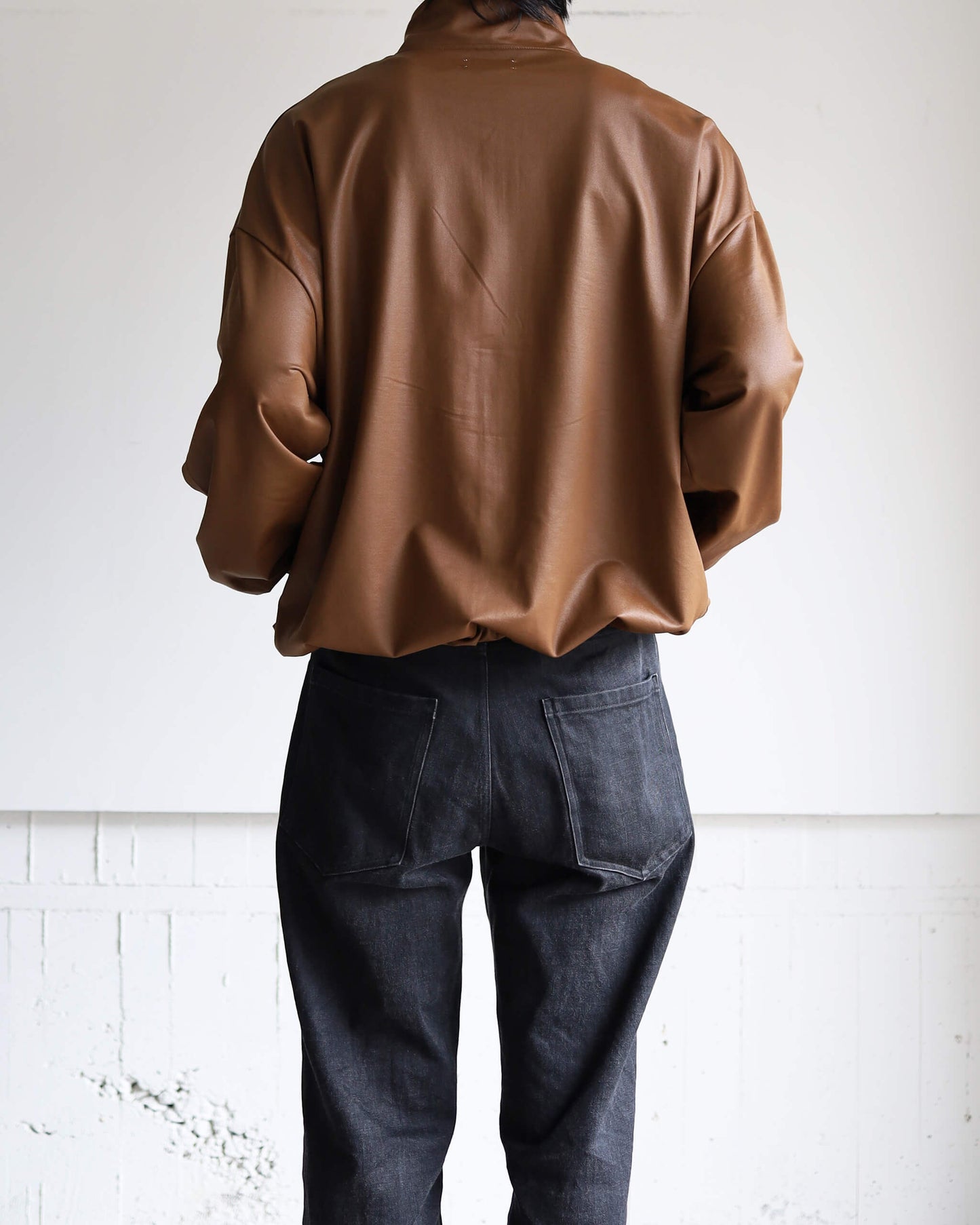 36G ECONYL Embossed Blouson "BROWN"