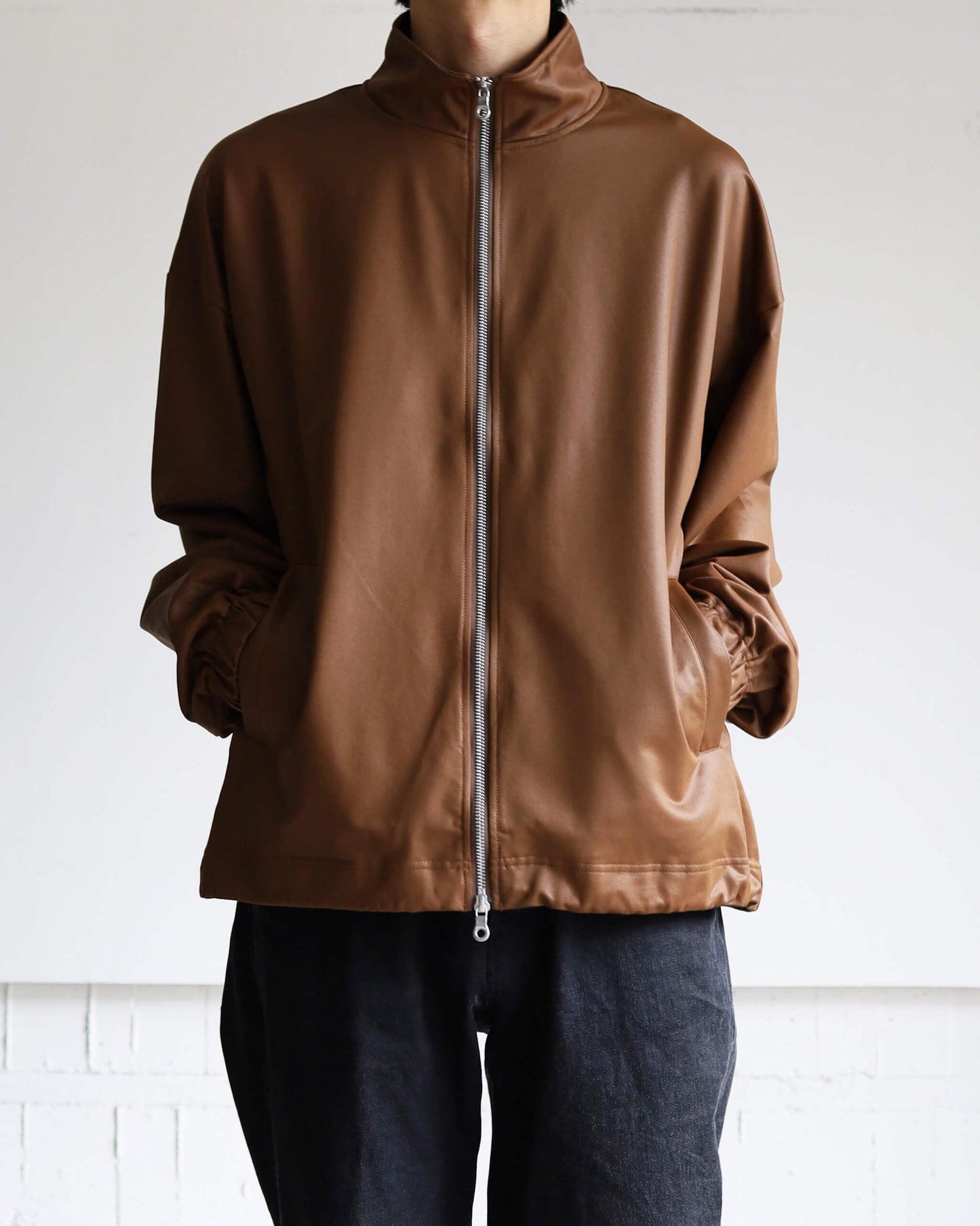 36G ECONYL Embossed Blouson "BROWN"