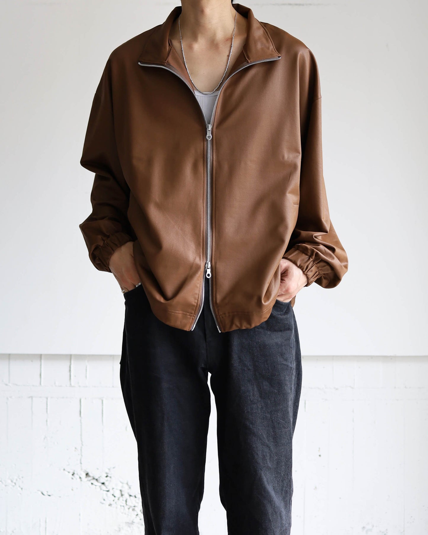 36G ECONYL Embossed Blouson "BROWN"