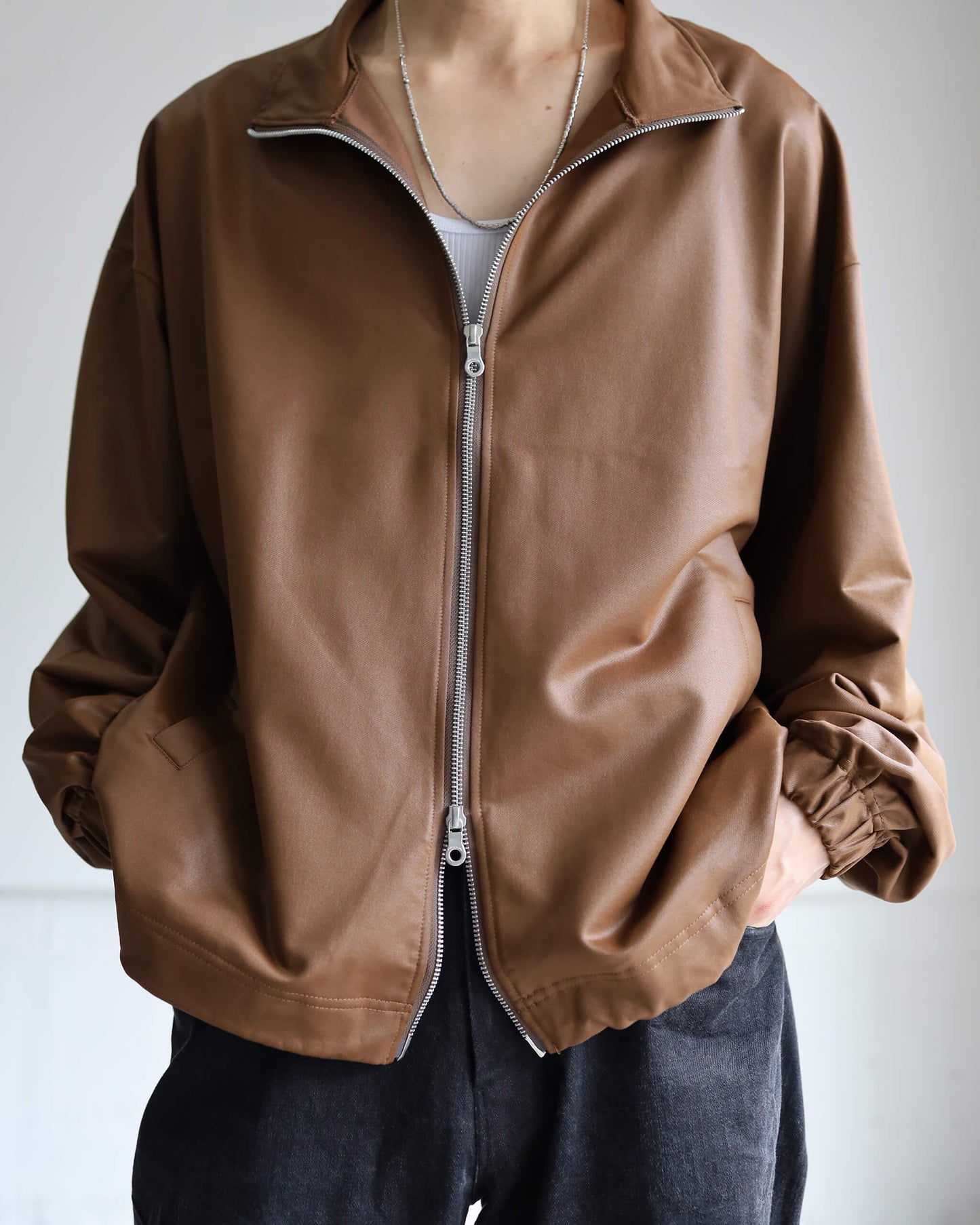 36G ECONYL Embossed Blouson "BROWN"