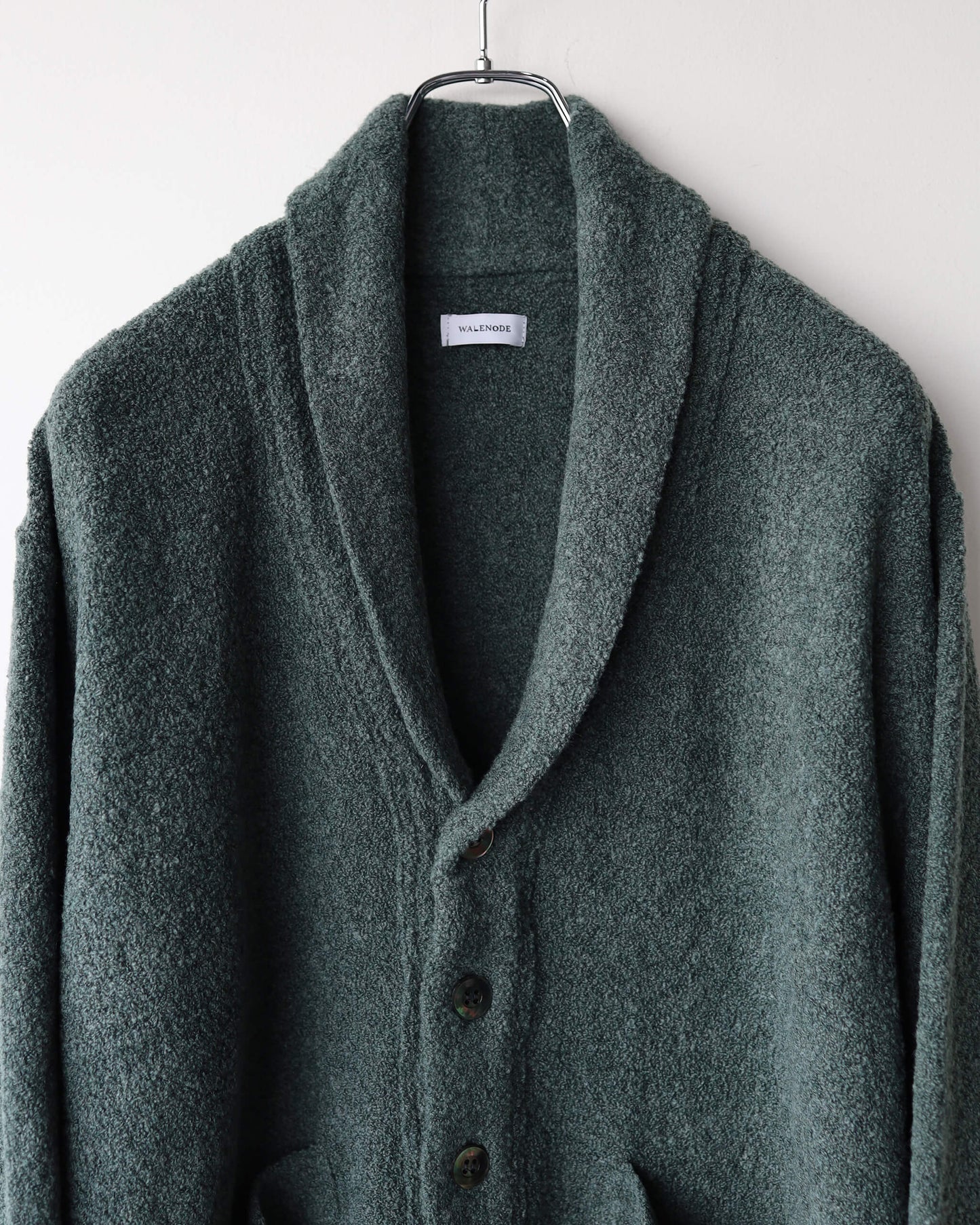 Wool boucle Shawl collar cardigan "Forest"