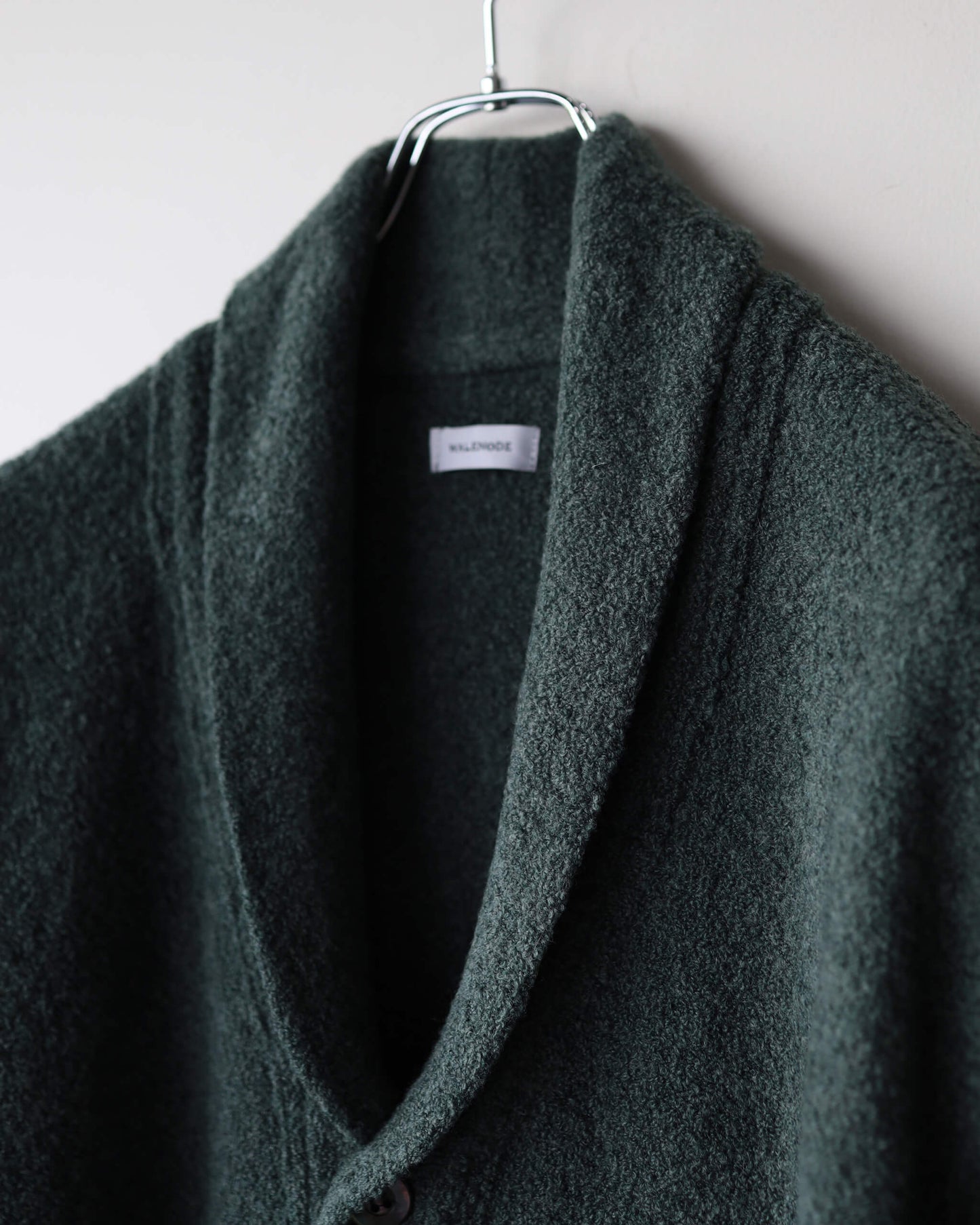 Wool boucle Shawl collar cardigan "Forest"