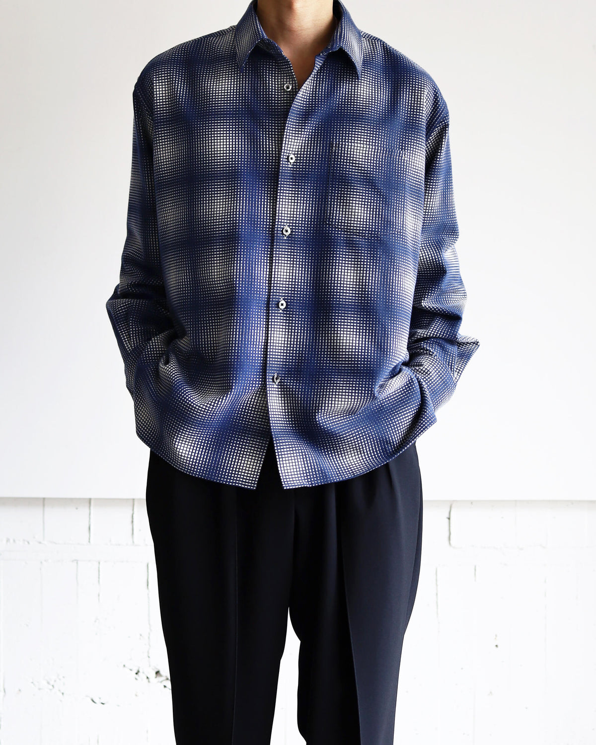FLANNEL SHIRT "NAVY × WHITE"