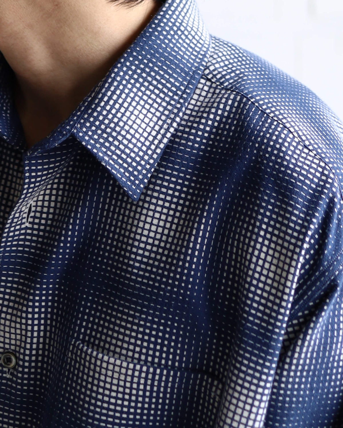 FLANNEL SHIRT "NAVY × WHITE"