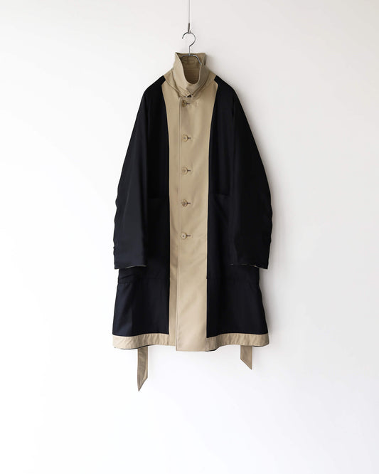 REVERSIBLE SINGLE TRENCH COAT ORGANIC GIZA GABARDINE "KHAKI"