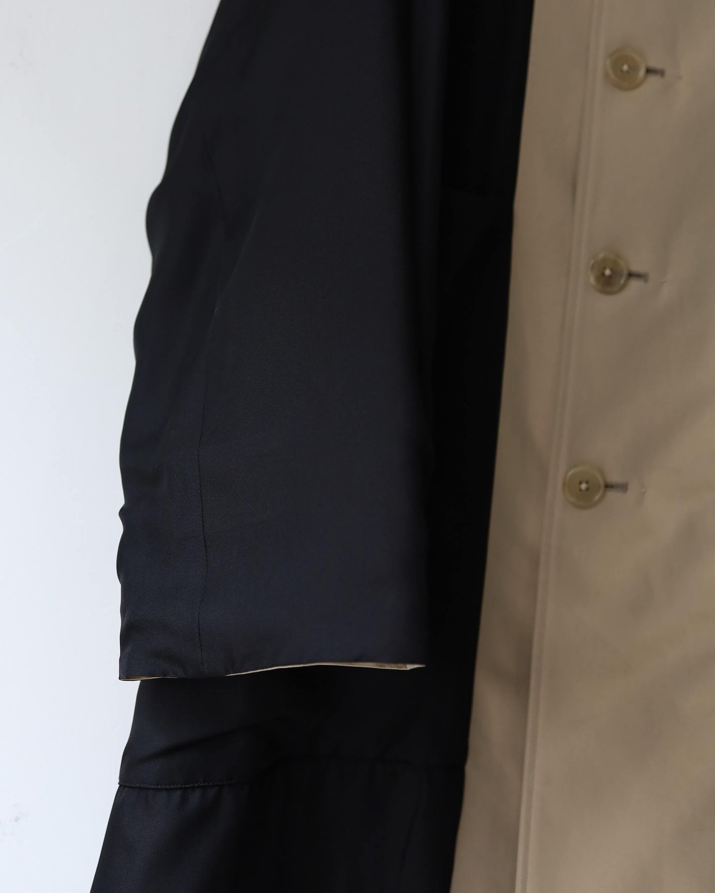 REVERSIBLE SINGLE TRENCH COAT ORGANIC GIZA GABARDINE "KHAKI"