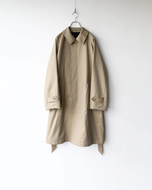 REVERSIBLE SINGLE TRENCH COAT ORGANIC GIZA GABARDINE "KHAKI"