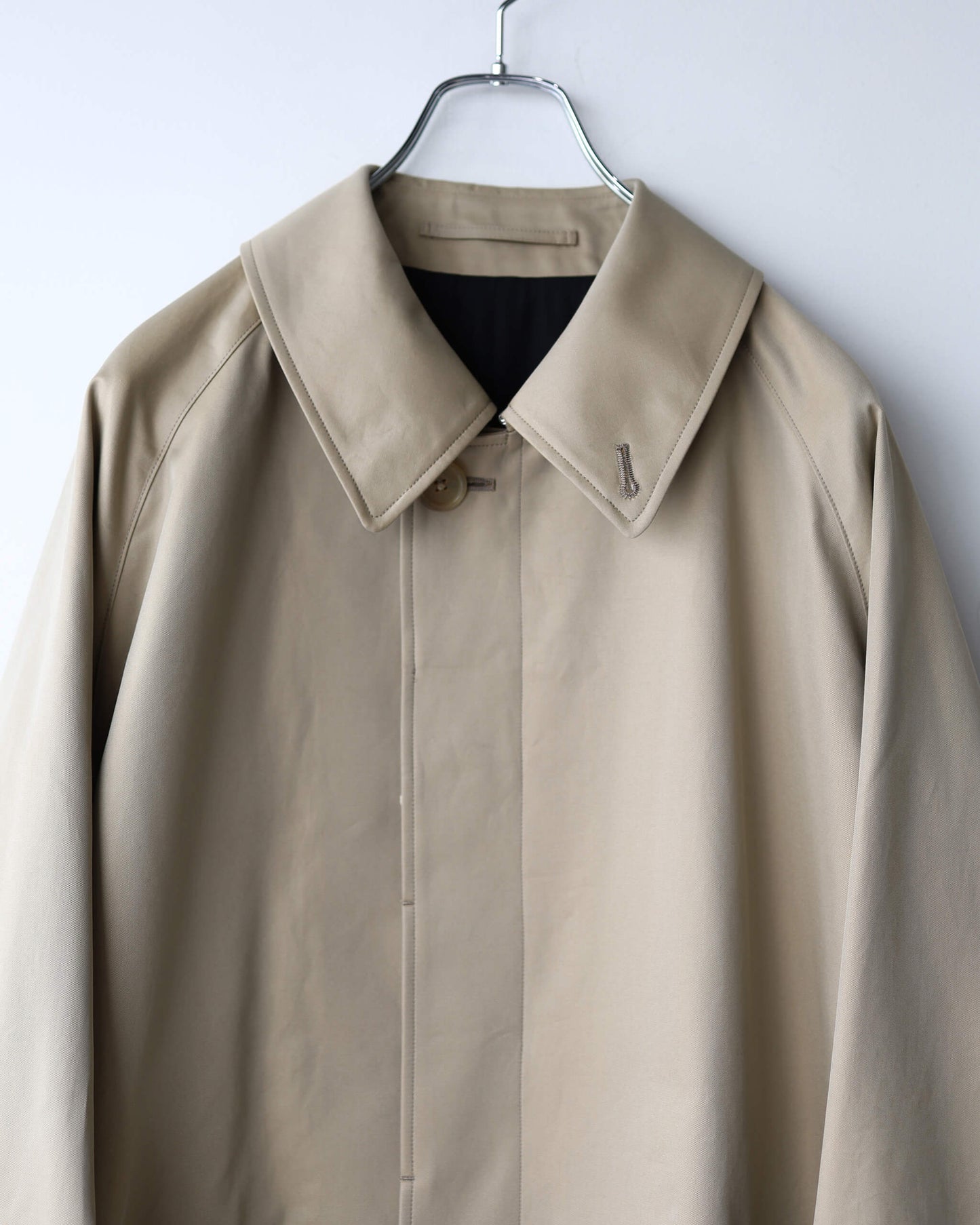 REVERSIBLE SINGLE TRENCH COAT ORGANIC GIZA GABARDINE "KHAKI"