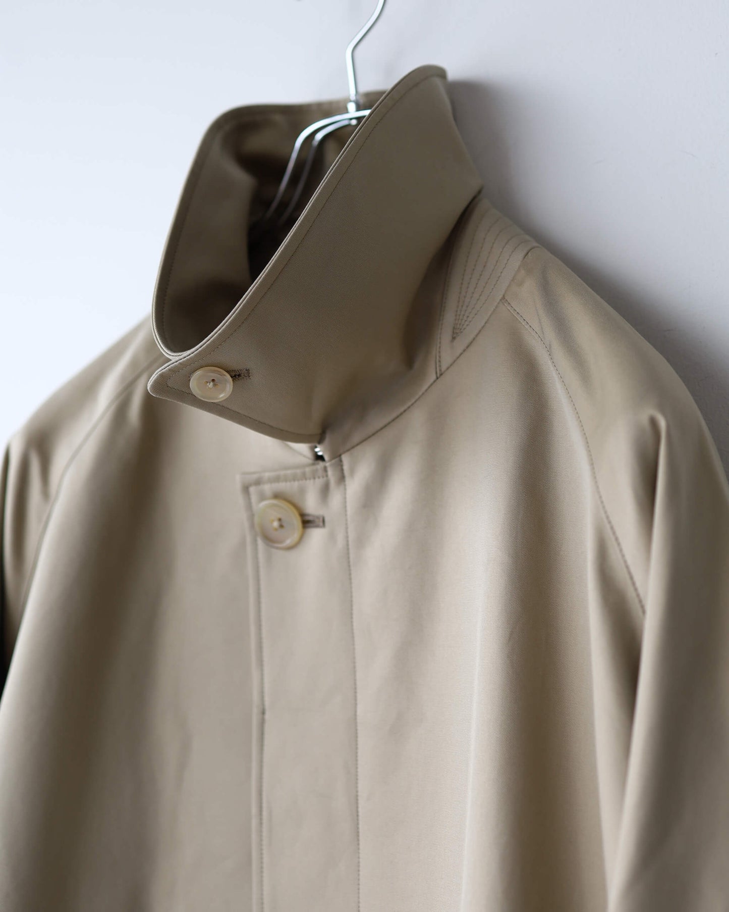 REVERSIBLE SINGLE TRENCH COAT ORGANIC GIZA GABARDINE "KHAKI"