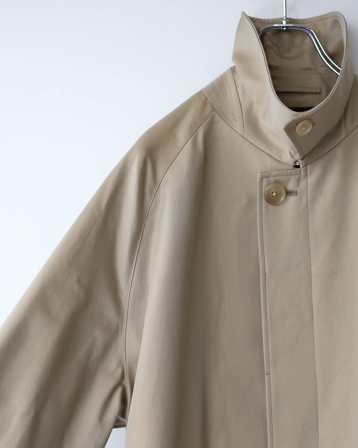 REVERSIBLE SINGLE TRENCH COAT ORGANIC GIZA GABARDINE "KHAKI"