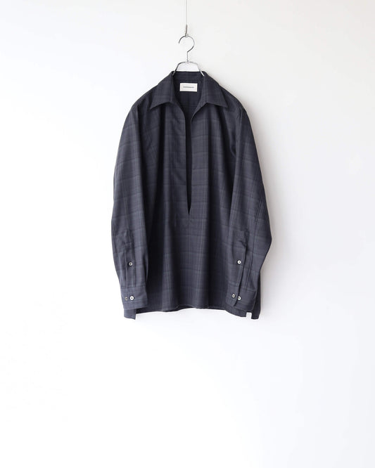 VAREUSE SHIRT 2/80 ORGANIC WOOL VIYELLA "CHARCOAL CHECK"