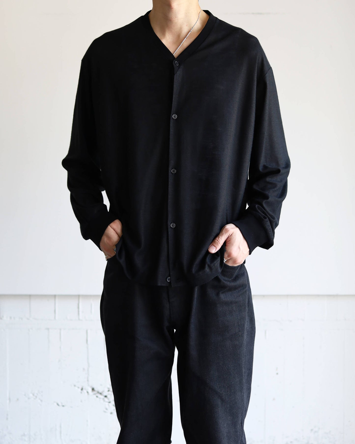 CARDIGAN RAMIE KNIT "BLACK"