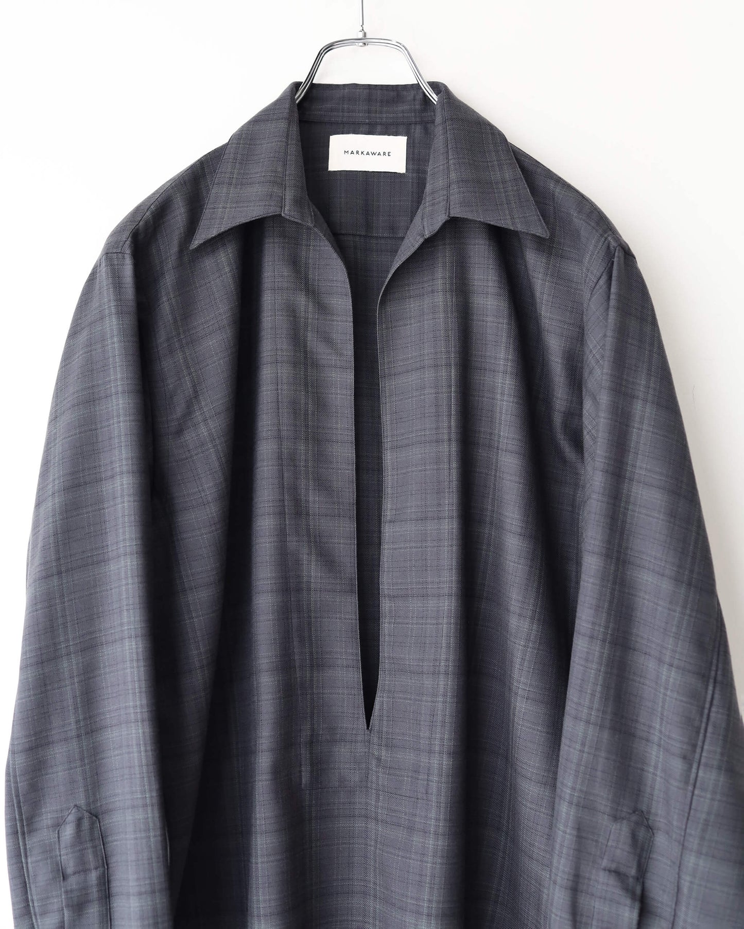 VAREUSE SHIRT 2/80 ORGANIC WOOL VIYELLA "CHARCOAL CHECK"