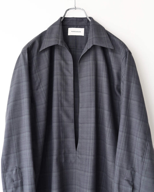 VAREUSE SHIRT 2/80 ORGANIC WOOL VIYELLA "CHARCOAL CHECK"