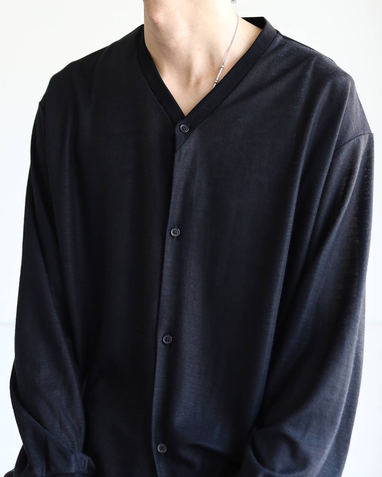 CARDIGAN RAMIE KNIT "BLACK"