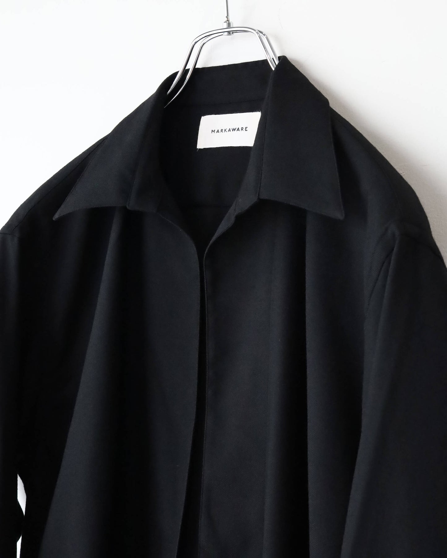 VAREUSE SHIRT 2/80 ORGANIC WOOL VIYELLA "BLACK"