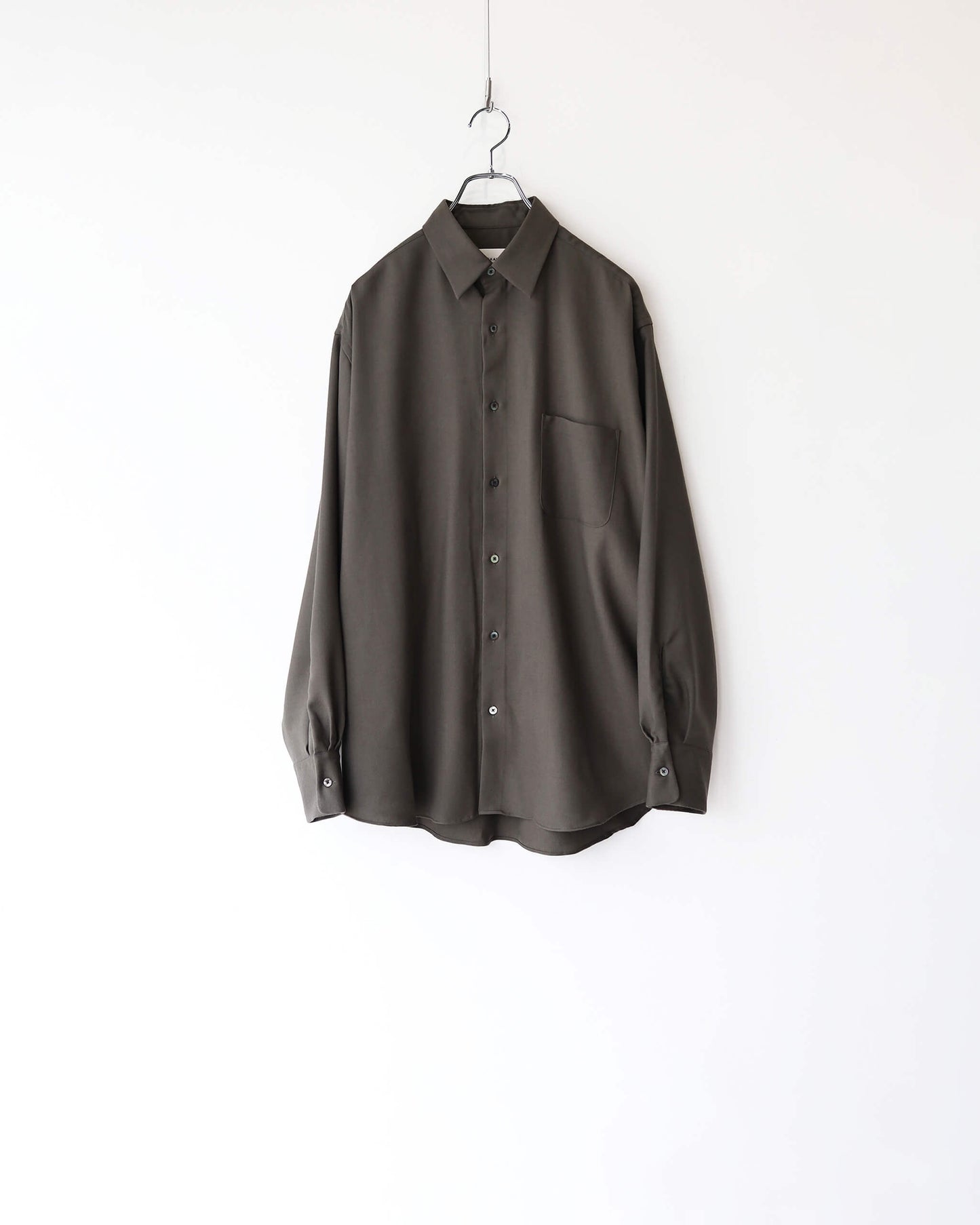 COMFORT FIT SHIRT 2/80 ORGANIC WOOL VIYELLA "OLIVE"