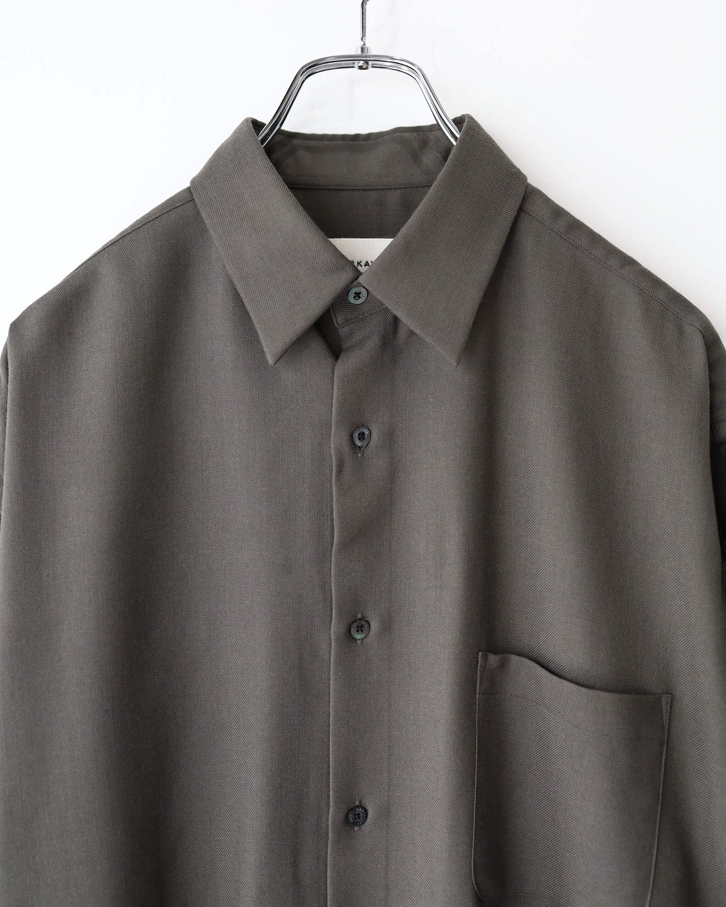 COMFORT FIT SHIRT 2/80 ORGANIC WOOL VIYELLA "OLIVE"