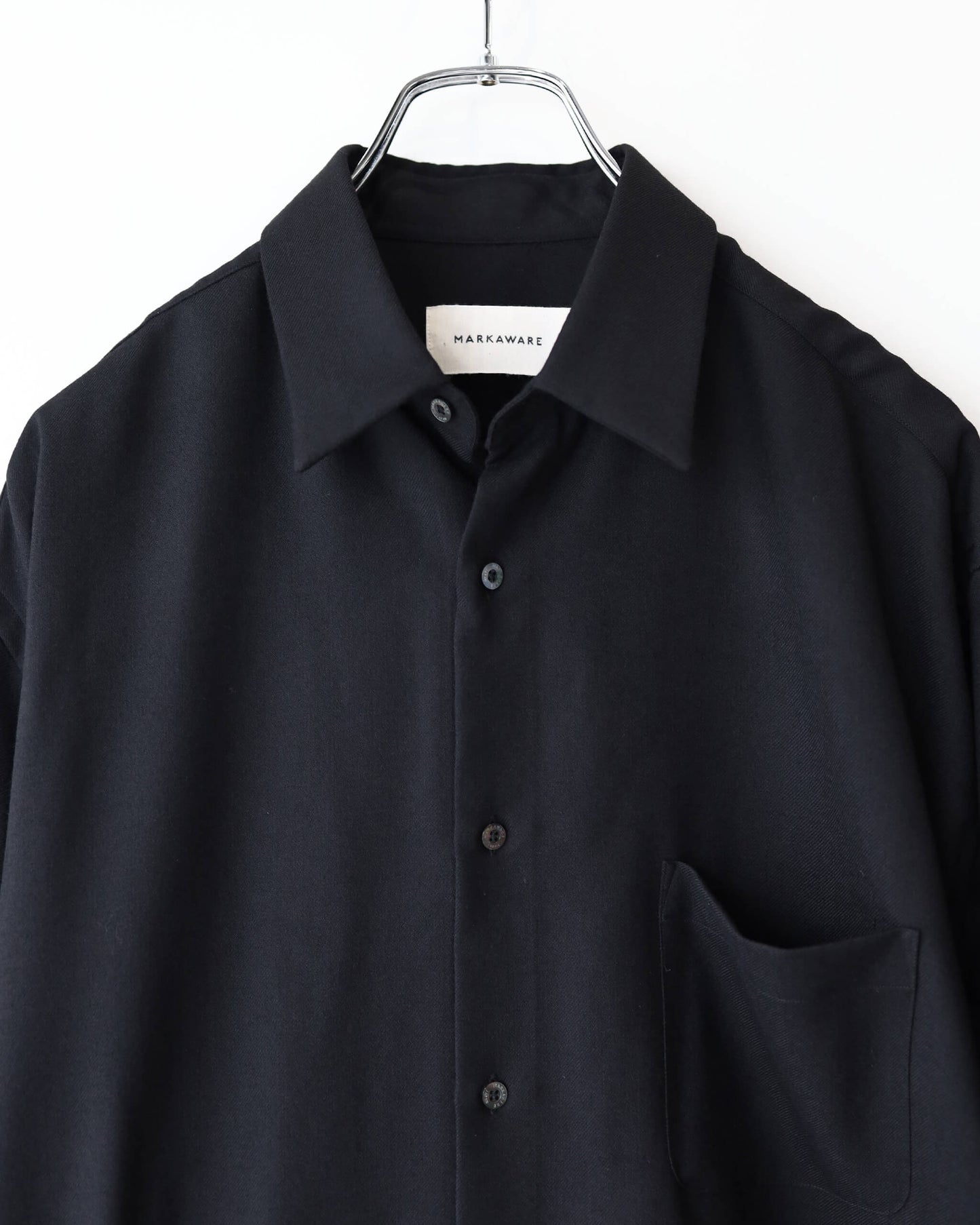 COMFORT FIT SHIRT 2/80 ORGANIC WOOL VIYELLA "BLACK"