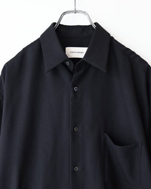 COMFORT FIT SHIRT 2/80 ORGANIC WOOL VIYELLA "BLACK"