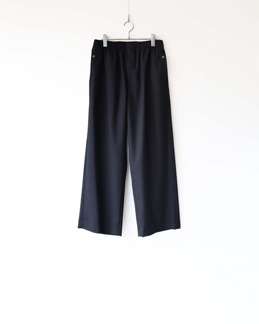 HIGH TWIST WOOL RELAX WIDE PANTS "BLACK"