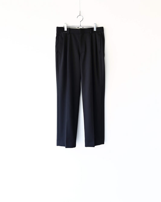 DOUBLE PLEATED STRAIGHT TROUSERS ORGANIC WOOL 2/80 GABARDINE "BLACK"