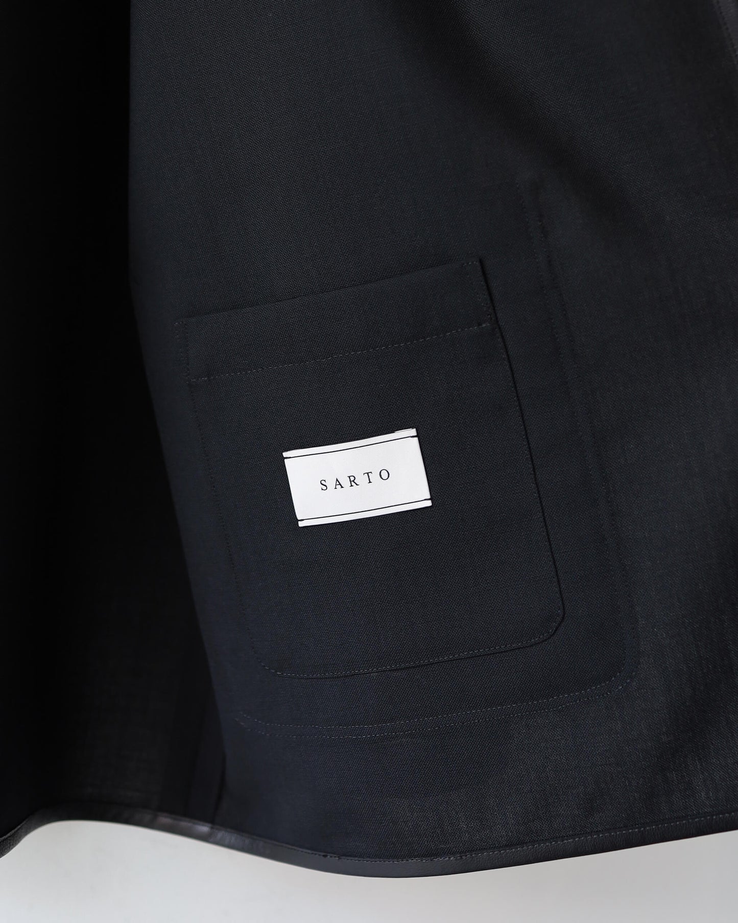 HIGH TWIST WOOL NO-COLLAR JACKET "BLACK"