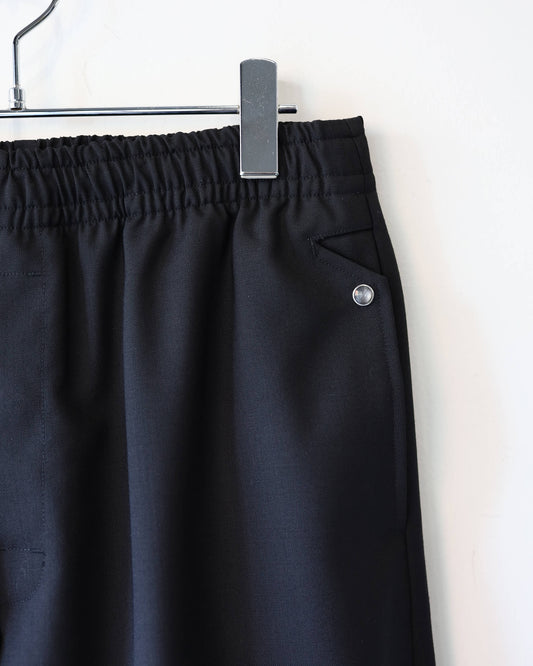 HIGH TWIST WOOL RELAX WIDE PANTS "BLACK"