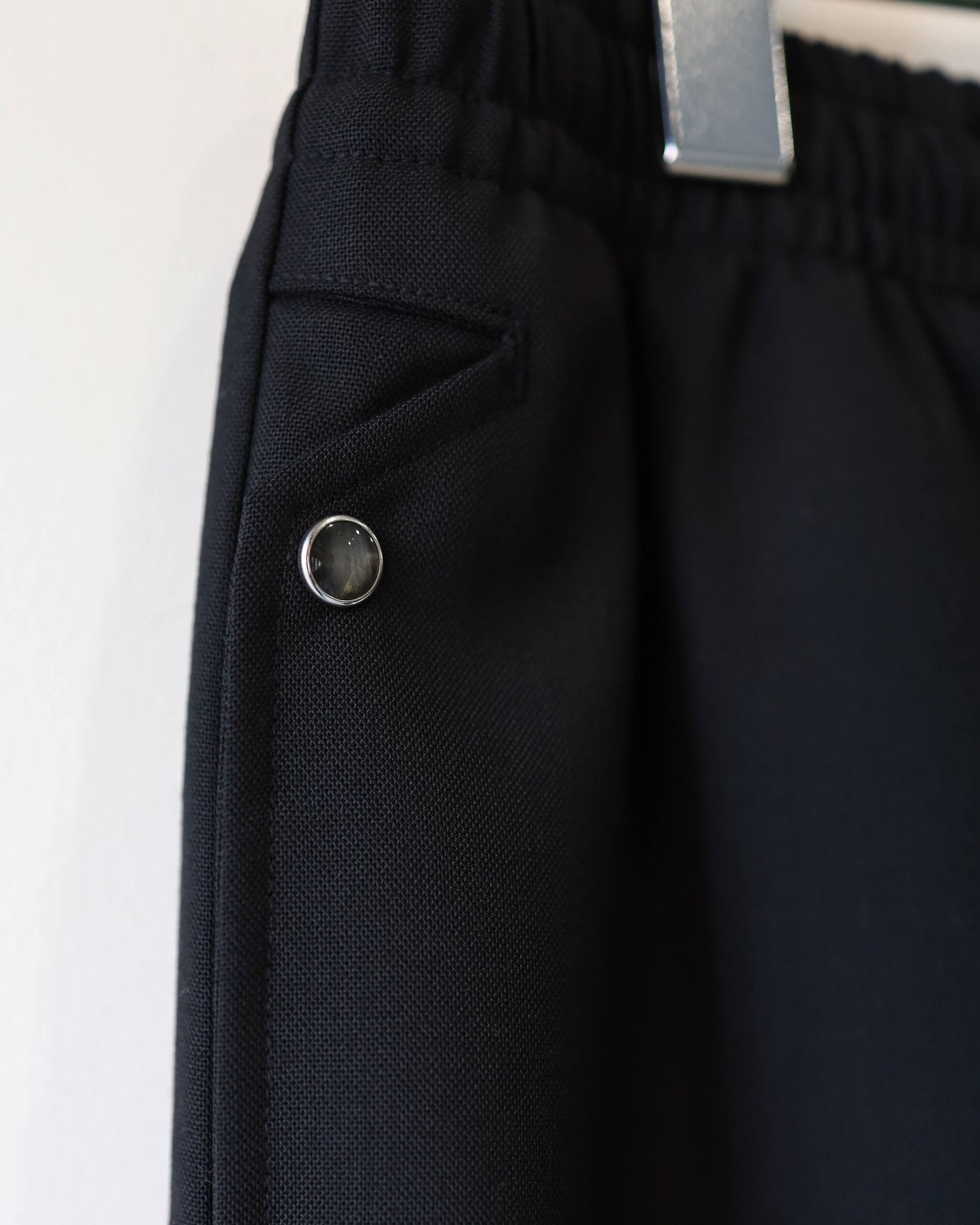 HIGH TWIST WOOL RELAX WIDE PANTS "BLACK"