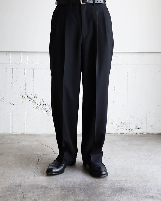 CLASSIC FIT DOUBLE PLEATED TROUSERS ORGANIC WOOL 2/80 TROPICAL "BLACK"