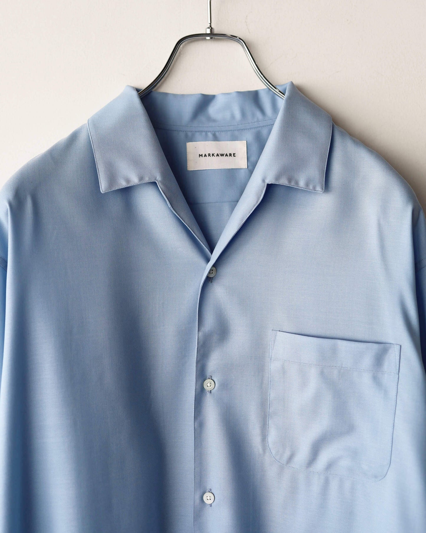 ITALIAN OPEN COLLAR SHIRT SUPER 160's WASHABLE WOOL OXFORD "SAXE"