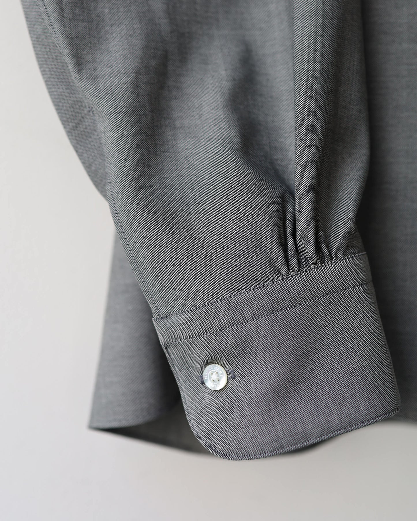 ITALIAN OPEN COLLAR SHIRT SUPER 160's WASHABLE WOOL OXFORD "GRAY"
