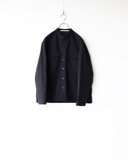 FINE LOOP BACK / COLLARLESS SHIRT "BLACK"