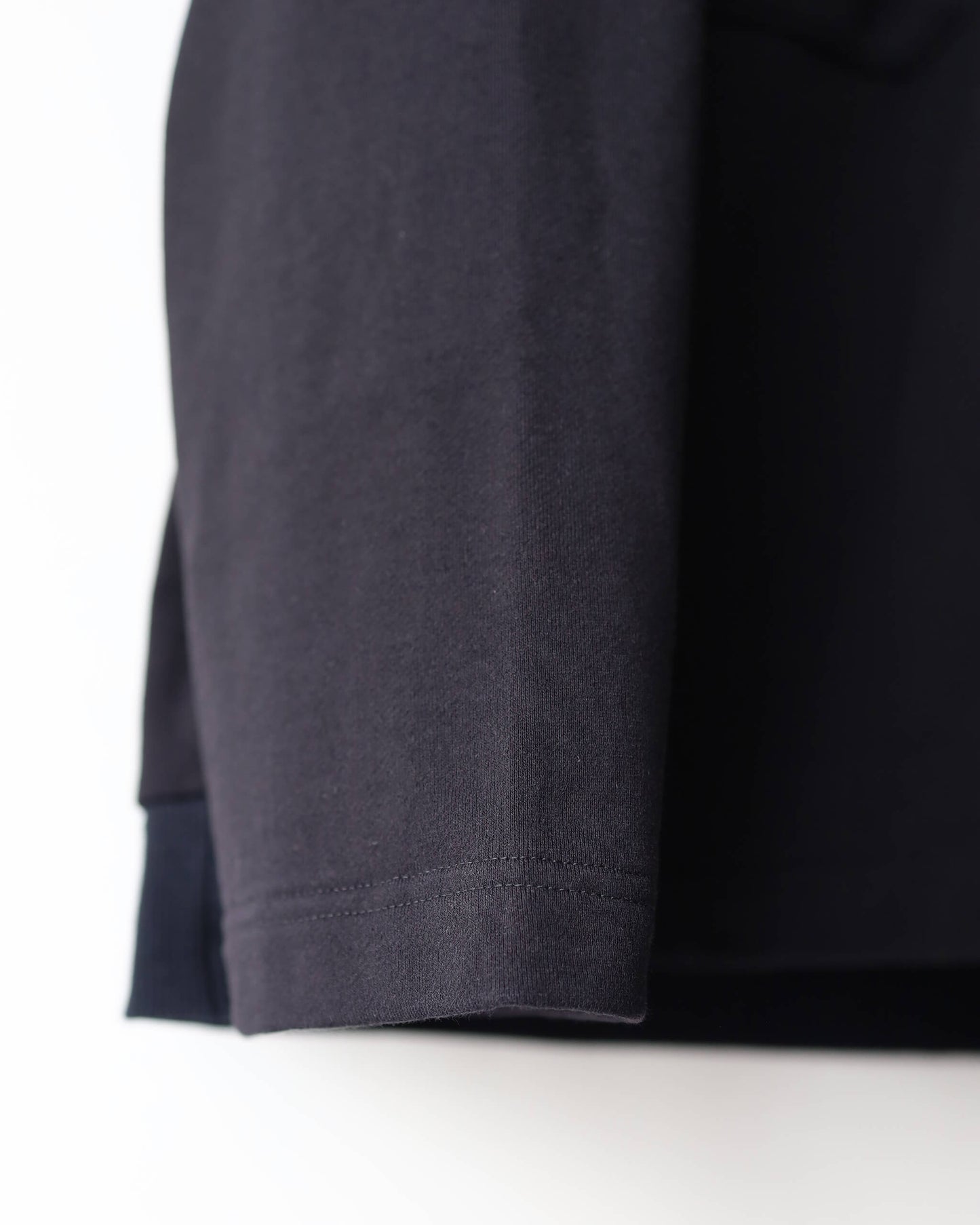 FINE LOOP BACK / COLLARLESS SHIRT "BLACK"