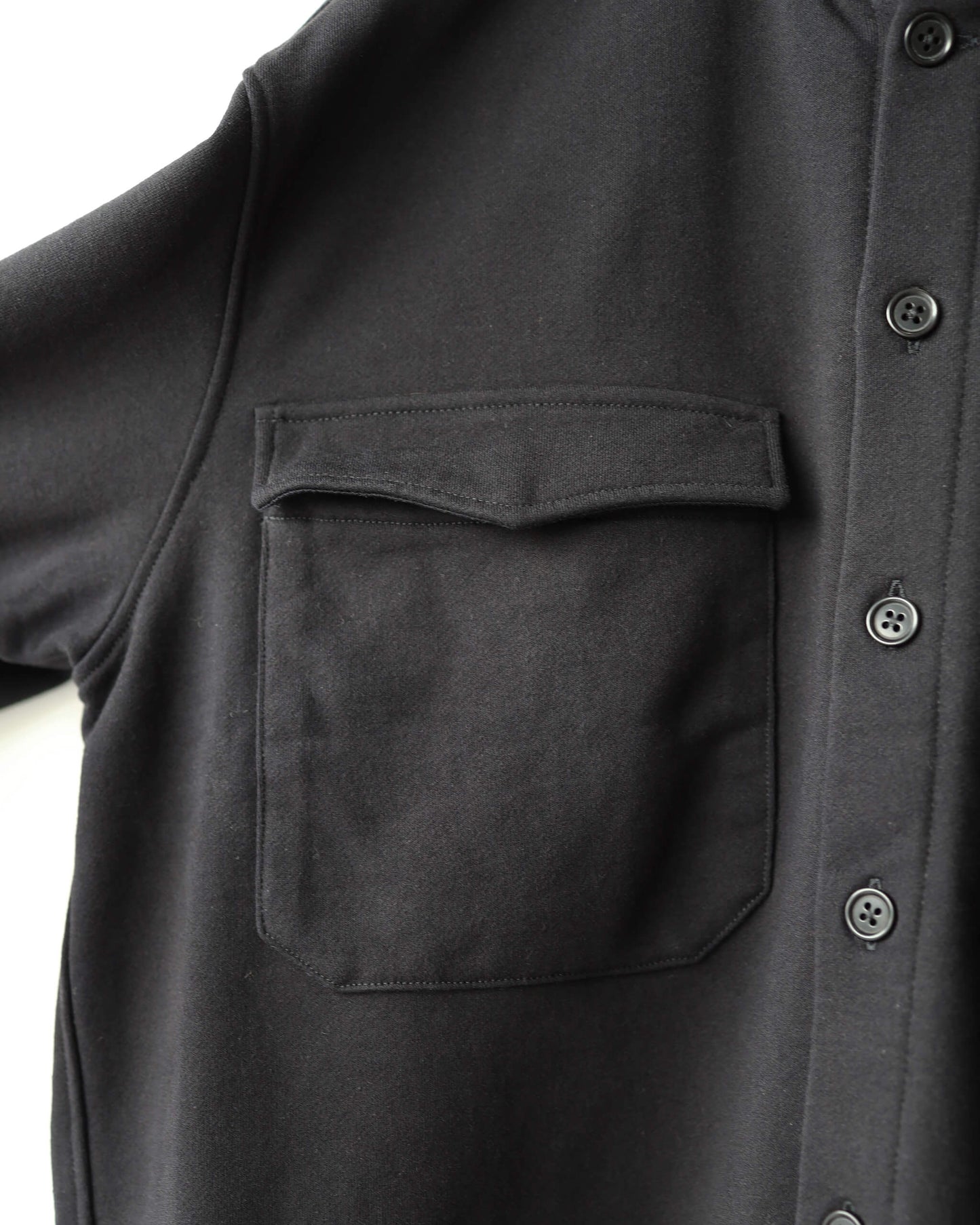 FINE LOOP BACK / COLLARLESS SHIRT "BLACK"