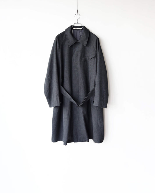 TOUGH WOOL TWIILL / BELTED COAT "CHARCOAL"