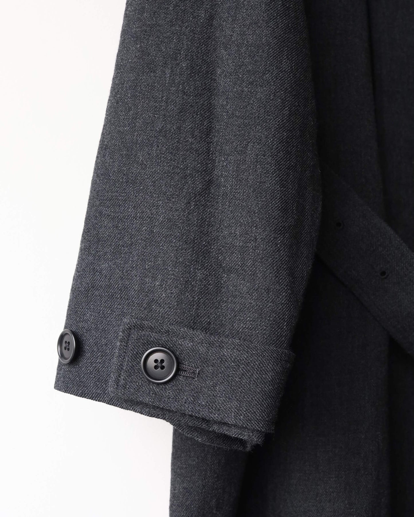 TOUGH WOOL TWIILL / BELTED COAT "CHARCOAL"