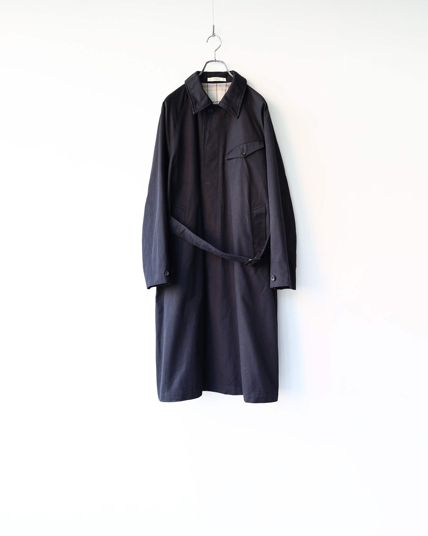 DOUBLE FACE COTTON / BELTED COAT "BLACK"