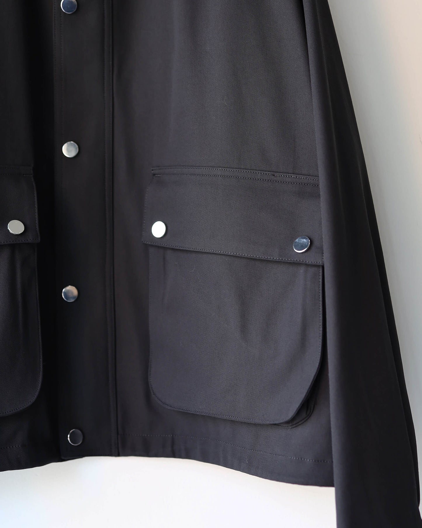 SHORT FIELD BLOUSON ORGANIC COTTON VOILE YARN TWILL "BLACK"