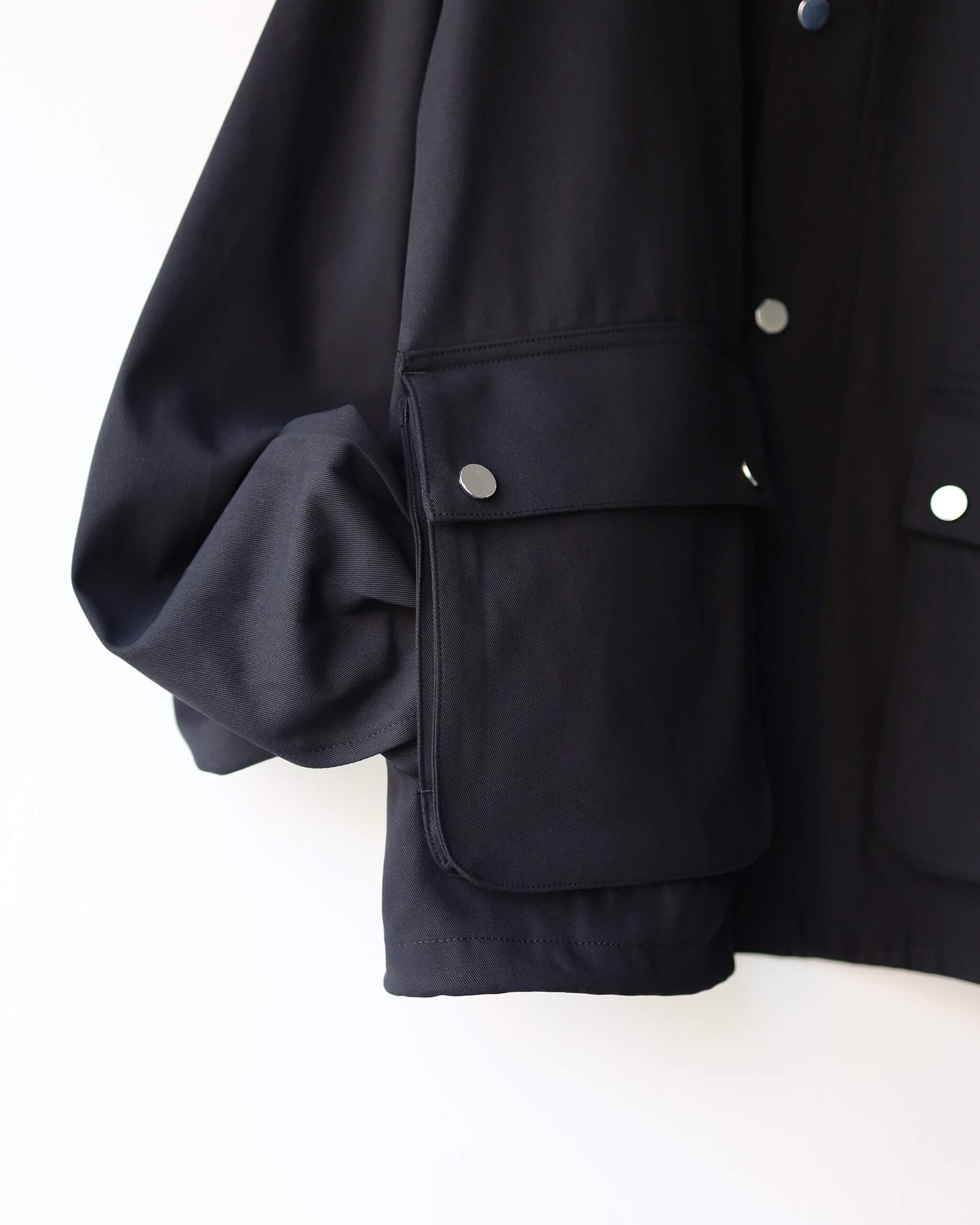 SHORT FIELD BLOUSON ORGANIC COTTON VOILE YARN TWILL "BLACK"