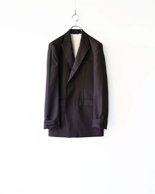 SLIM TAILOR JACKET "DARK BROWN (STRIPE)"
