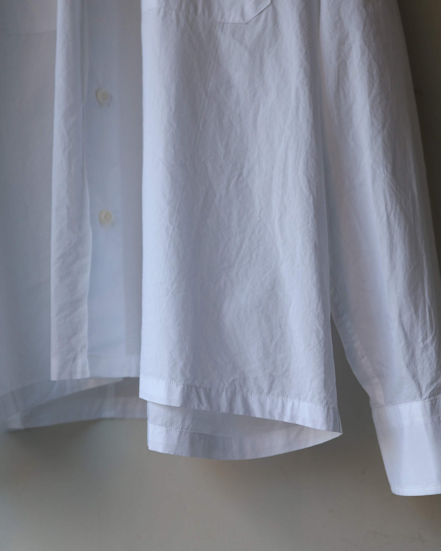 FINE COTTON POPLIN / BAND COLLAR SHIRT "WHITE"