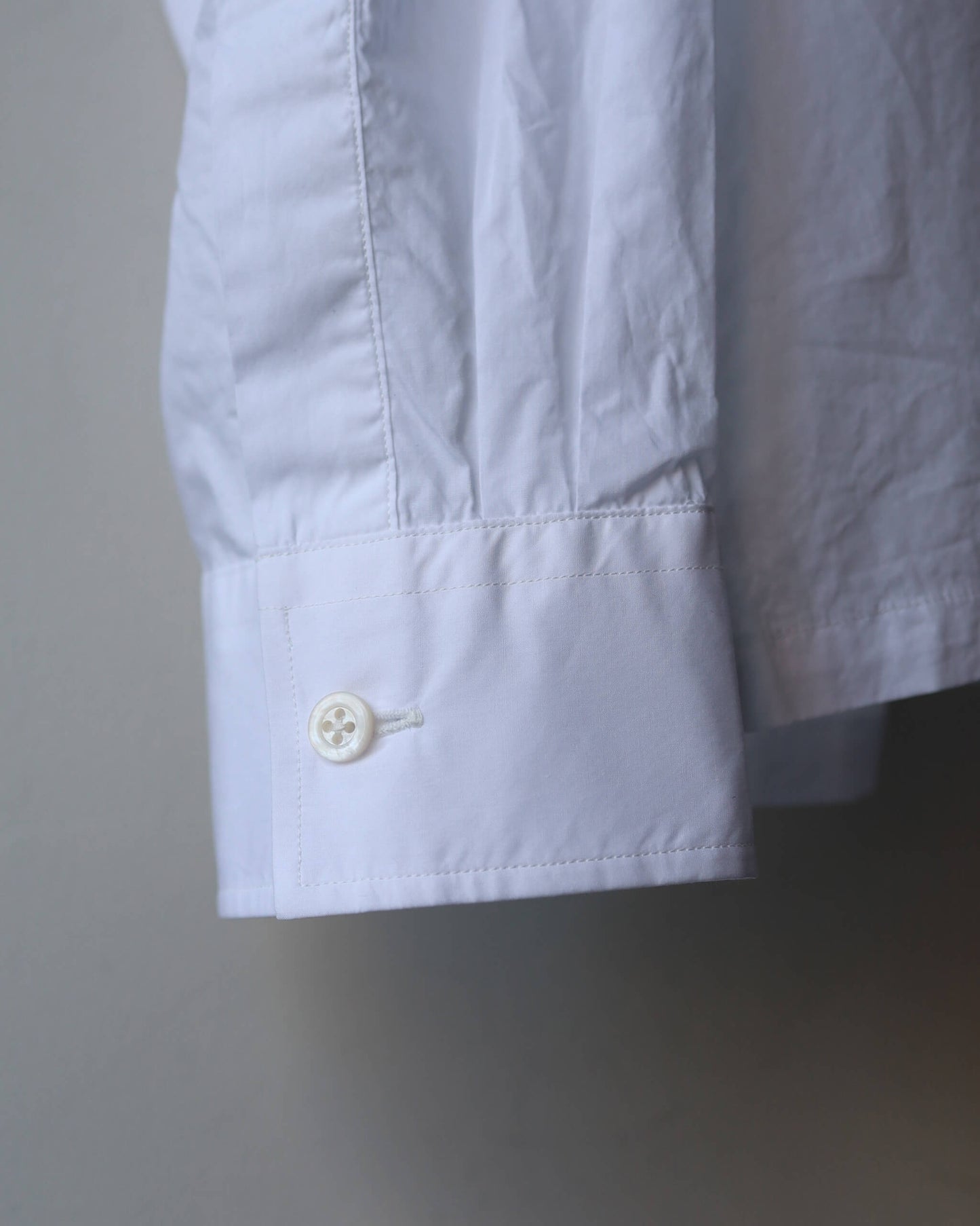 FINE COTTON POPLIN / BAND COLLAR SHIRT "WHITE"