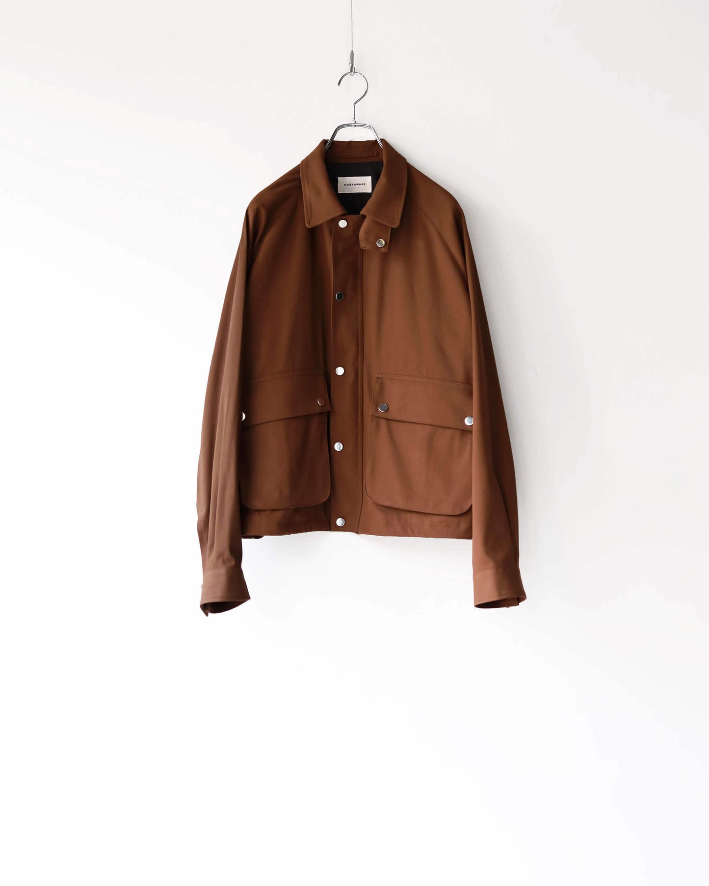 SHORT FIELD BLOUSON ORGANIC COTTON VOILE YARN TWILL "BURNT UMBER"