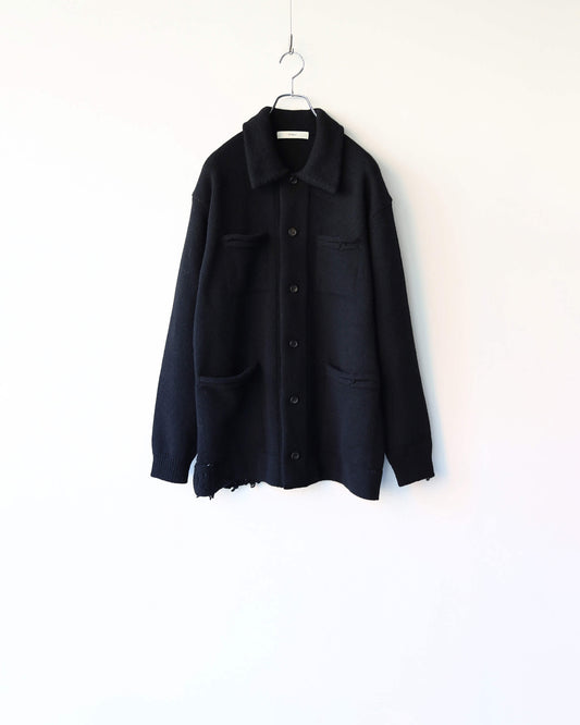 CHUNKY WOOL / KNIT CARDIGAN "BLACK"
