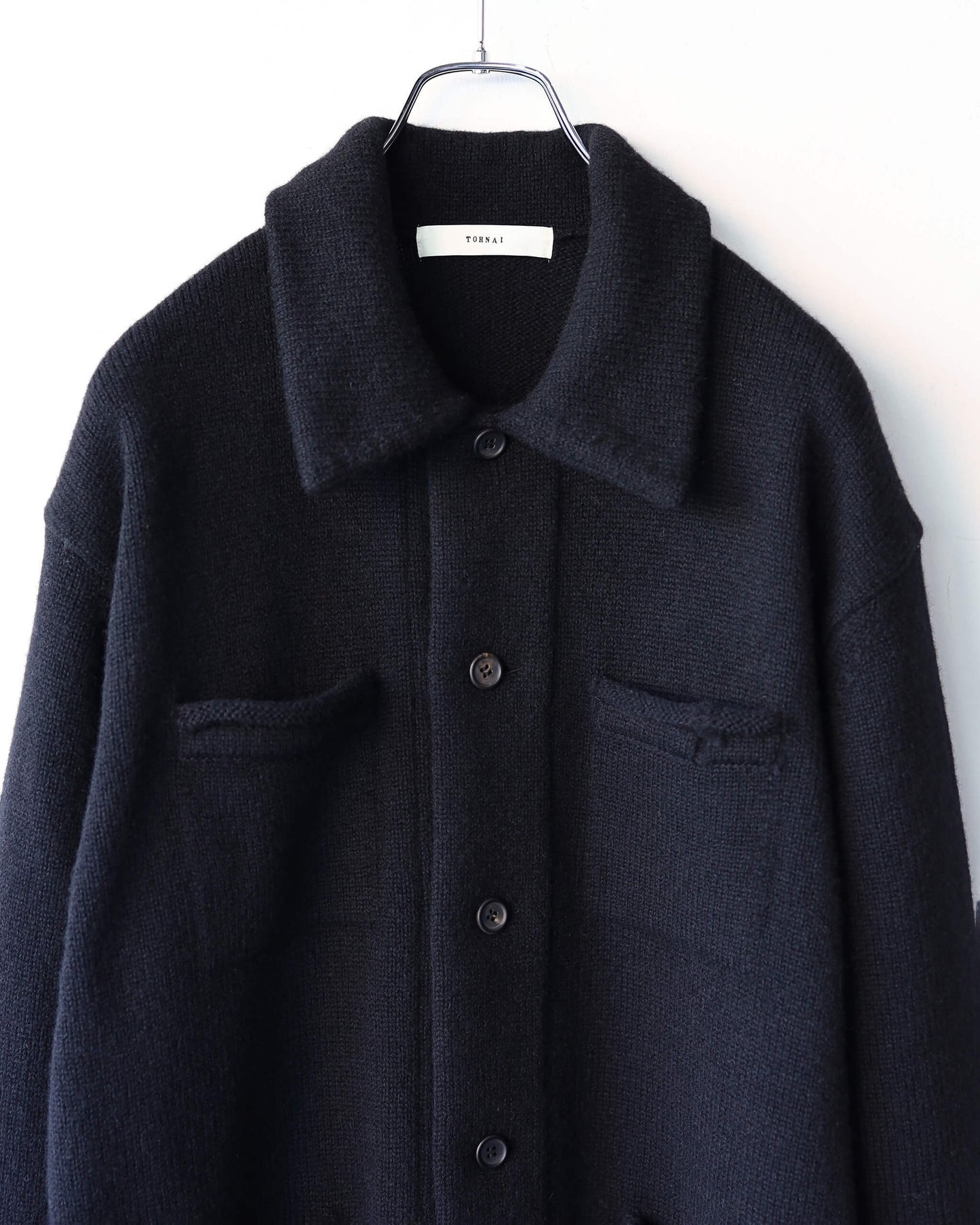 CHUNKY WOOL / KNIT CARDIGAN "BLACK"