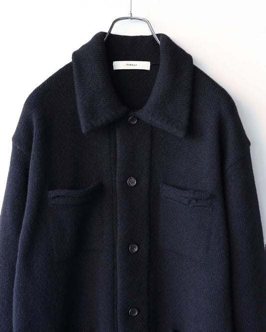 CHUNKY WOOL / KNIT CARDIGAN "BLACK"